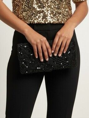 Evening Clutch Bon Soir Black Beaded